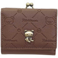 Japan San-X Clasp Trifold Wallet - Rilakkuma : Embossed Brown - 1