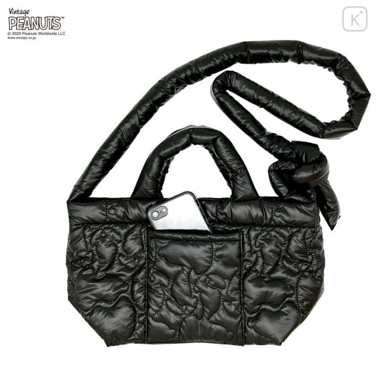 Japan Peanuts Rootote Deli Quilt 2way Shoulder Bag - Snoopy : Shiny Black - 2