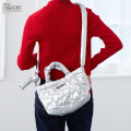 Japan Peanuts Rootote Deli Quilt 2way Shoulder Bag - Snoopy : Shiny Silver - 3