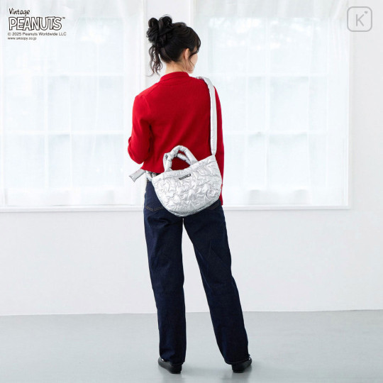 Japan Peanuts Rootote Deli Quilt 2way Shoulder Bag - Snoopy : Shiny Silver - 4