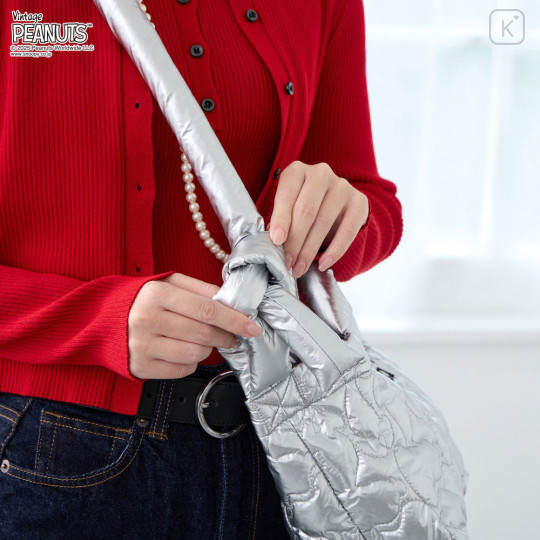 Japan Peanuts Rootote Deli Quilt 2way Shoulder Bag - Snoopy : Shiny Silver - 7