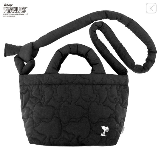 Japan Peanuts Rootote Deli Quilt 2way Shoulder Bag - Snoopy : Matte Black - 1