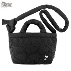 Peanuts Snoopy Quilted Shoulder Bag - Black, Medium, From Japan
