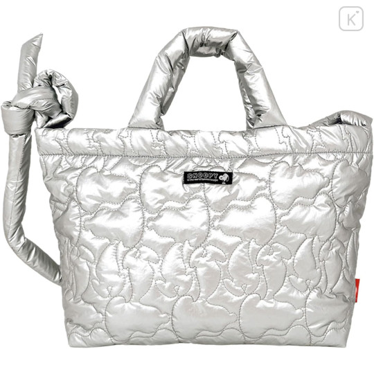 Japan Peanuts Rootote Medium Quilt 2way Shoulder Bag - Snoopy : Shiny Silver - 1