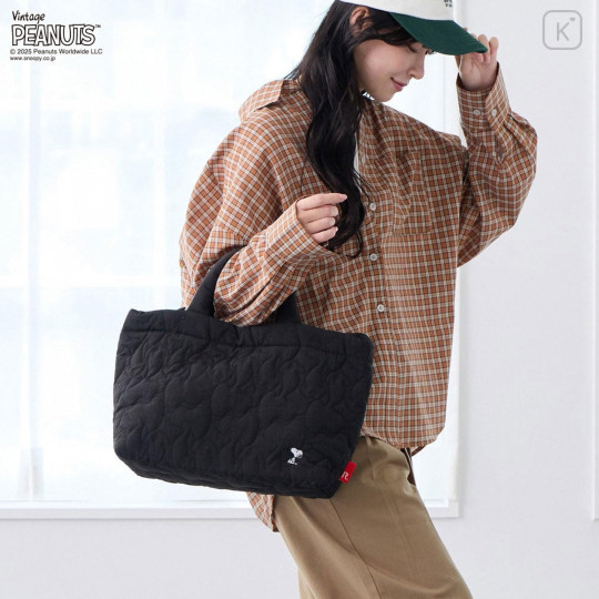 Japan Peanuts Rootote Medium Quilt 2way Shoulder Bag - Snoopy : Shiny Silver - 4