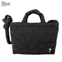 Japan Peanuts Rootote Medium Quilt 2way Shoulder Bag - Snoopy : Matte Black