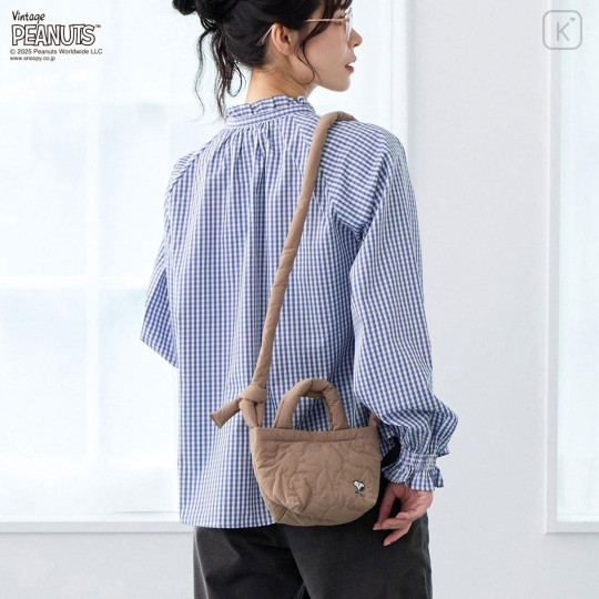 Japan Peanuts Rootote Babyroo Quilt 2way Shoulder Bag - Snoopy : Shiny Black - 3