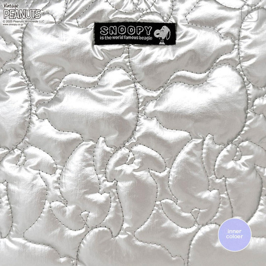 Japan Peanuts Rootote Babyroo Quilt 2way Shoulder Bag - Snoopy : Shiny Silver - 8