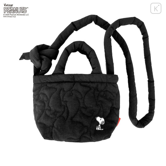 Japan Peanuts Rootote Babyroo Quilt 2way Shoulder Bag - Snoopy : Matte Black - 1