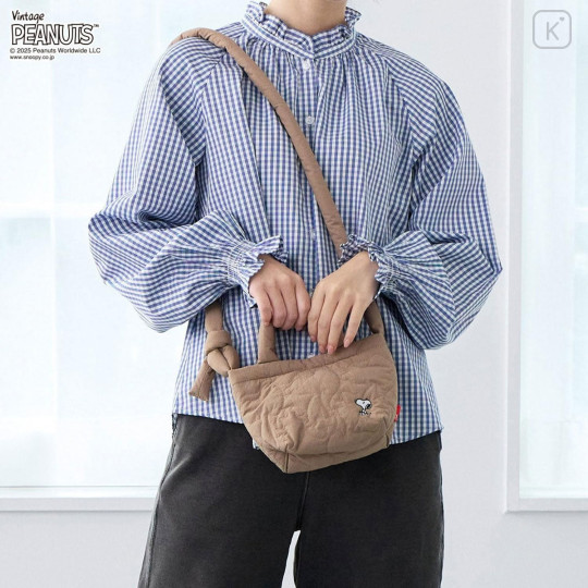 Japan Peanuts Rootote Babyroo Quilt 2way Shoulder Bag - Snoopy : Beige - 4