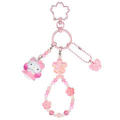 Japan Sanrio Original Bead Keychain Strap with Mascot - Hello Kitty : Sakura Cherry Blossom Fairy Flower
