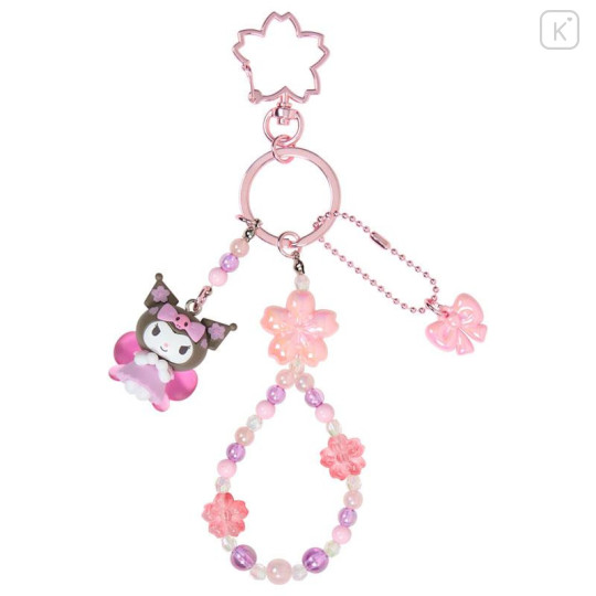 Japan Sanrio Original Bead Keychain Strap with Mascot - Kuromi : Sakura Cherry Blossom Fairy Flower - 1
