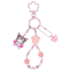 Japan Sanrio Original Bead Keychain Strap with Mascot - Kuromi : Sakura Cherry Blossom Fairy Flower