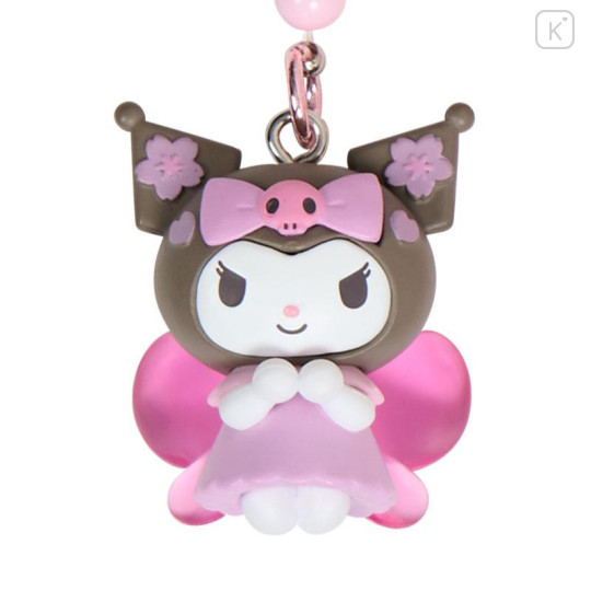 Japan Sanrio Original Bead Keychain Strap with Mascot - Kuromi : Sakura Cherry Blossom Fairy Flower - 2