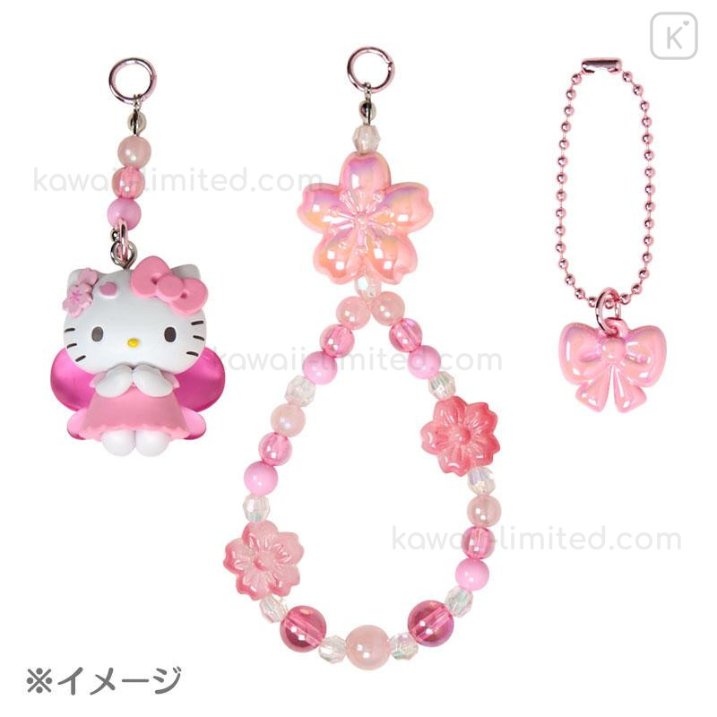 Japan Sanrio Original Bead Keychain Strap with Mascot - Kuromi