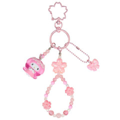 Japan Sanrio Original Bead Keychain Strap with Mascot - My Melody : Sakura Cherry Blossom Fairy Flower