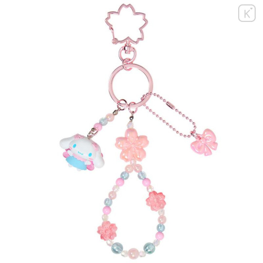 Japan Sanrio Original Bead Keychain Strap with Mascot - Cinnamoroll : Sakura Cherry Blossom Fairy Flower - 1