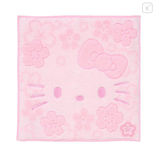 Japan Sanrio Original Petit Towel Handkerchief - Hello Kitty : Sakura Face Pink - 1