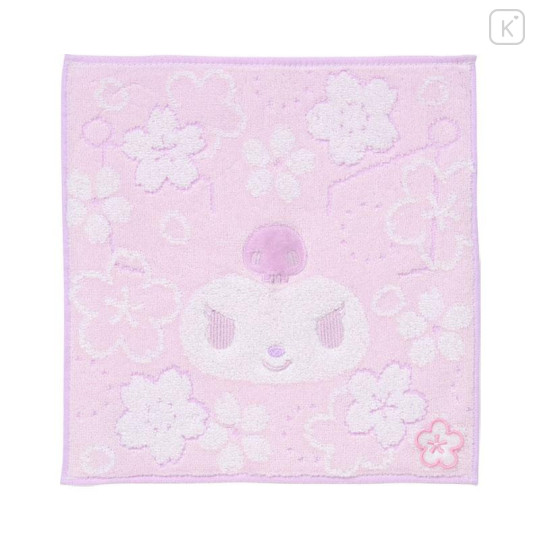 Japan Sanrio Original Petit Towel Handkerchief - Kuromi : Sakura Face - 1