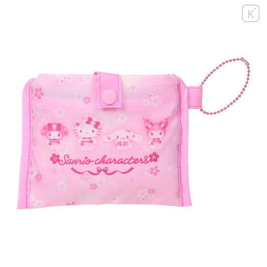Japan Sanrio Original Eco Shopping Bag With Pocket - Sakura Cherry Blossom Fairy Flower - 2