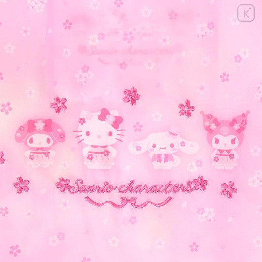 Japan Sanrio Original Eco Shopping Bag With Pocket - Sakura Cherry Blossom Fairy Flower - 3