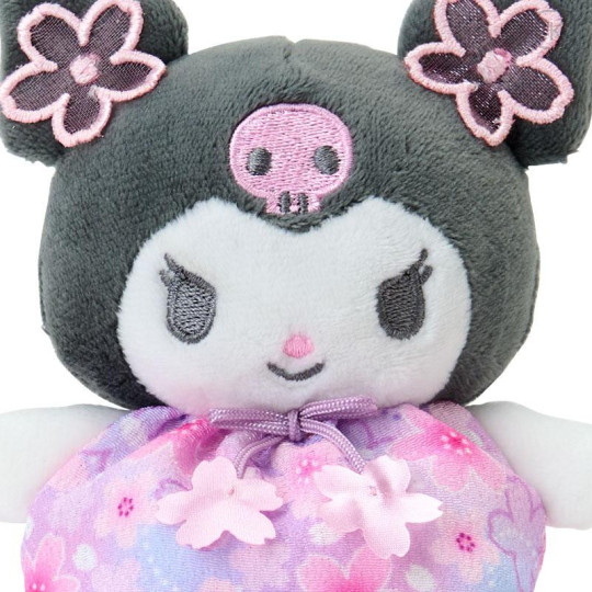 Japan Sanrio Original Bean Bag Plush - Kuromi : Sakura Cherry Blossom Flower - 3