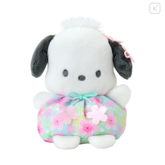 Japan Sanrio Original Bean Bag Plush - Pochacco : Sakura Cherry Blossom Flower - 1