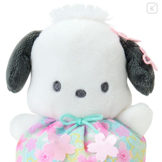 Japan Sanrio Original Bean Bag Plush - Pochacco : Sakura Cherry Blossom Flower - 3