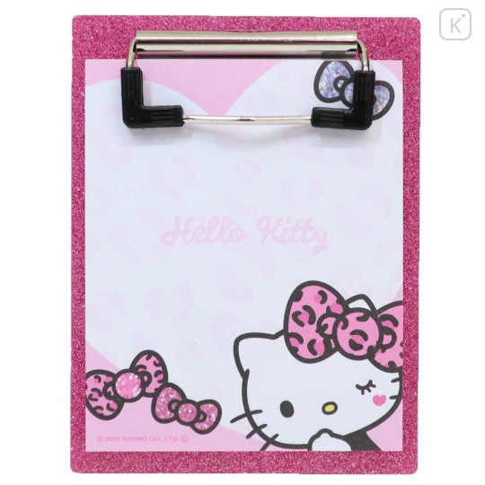 Japan Sanrio Notepad Memo with Binder - Hello Kitty : Gal Art Big Ribbon Leopard - 1