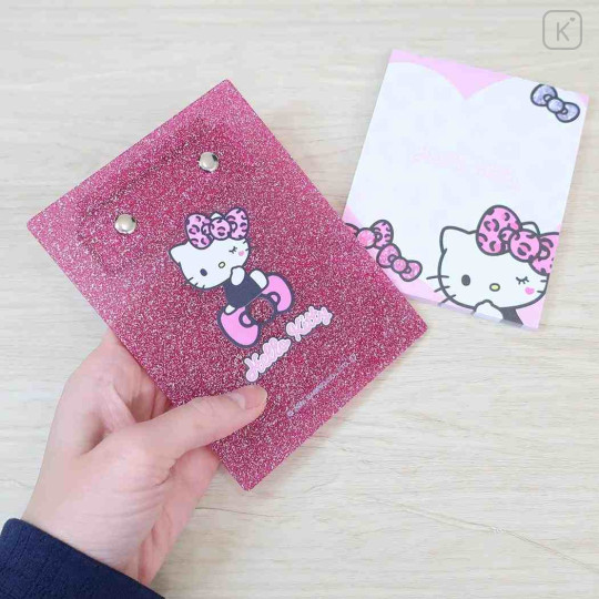 Japan Sanrio Notepad Memo with Binder - Hello Kitty : Gal Art Big Ribbon Leopard - 2