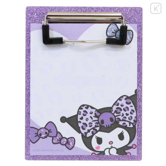 Japan Sanrio Notepad Memo with Binder - Kuromi : Gal Art Big Ribbon Leopard - 1