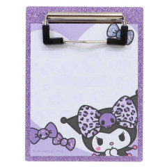 Japan Sanrio Notepad Memo with Binder - Kuromi : Gal Art Big Ribbon Leopard
