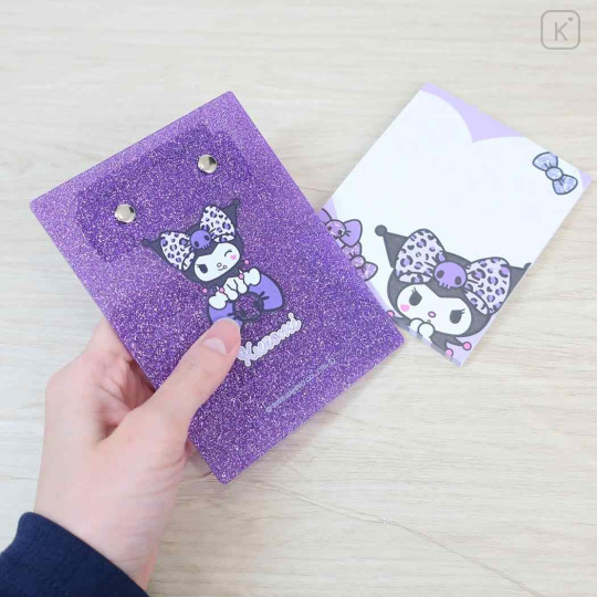 Japan Sanrio Notepad Memo with Binder - Kuromi : Gal Art Big Ribbon Leopard - 2
