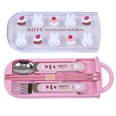 Japan Miffy Bento Lunch Cutlery Set Spoon Fork Chopstick - Miffy : Cupcake Cherry Strawberry Pink