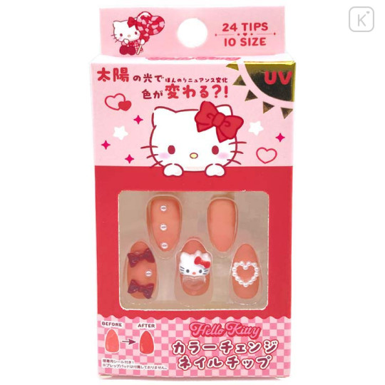 Japan Sanrio Color Changing Press on Nail - Hello Kitty : Orange Pink - 1