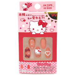 Japan Sanrio Color Changing Press on Nail - Hello Kitty : Orange Pink