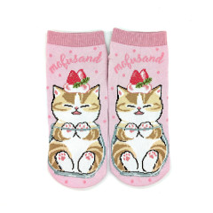 Japan Mofusand Ankle Socks - Cat : Strawberry Parfait Pink