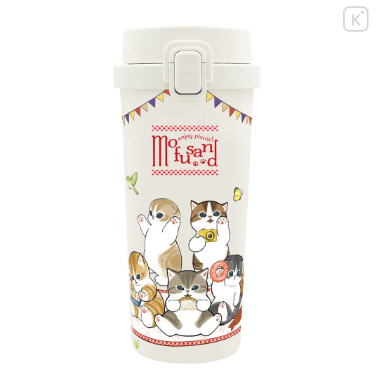 Japan Mofusand Insulated Stainless Steel Tumbler with One Push Lid 480ml - Cat Enjoy Picnic - 1