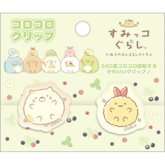 Japan San-X Rotating Memo Clip Stand Set - Sumikko Gurashi : Raccoon Tanuki Round Restaurant Neko & Ebifurai no Shippo