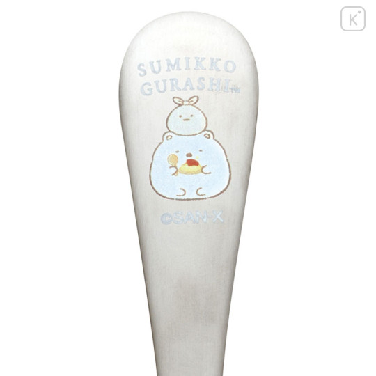 Japan San-X Stainless Steel Spoon - Sumikko Gurashi : Raccoon Tanuki Round Restaurant Shirokuma - 3