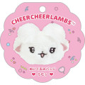 Japan San-X Plush Badge - Cheer Cheer Lambs : Let's Go! Shake! Cheer Up! Ramu Face White - 1