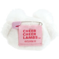 Japan San-X Plush Badge - Cheer Cheer Lambs : Let's Go! Shake! Cheer Up! Ramu Face White - 2