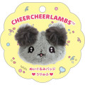 Japan San-X Plush Badge - Cheer Cheer Lambs : Let's Go! Shake! Cheer Up! Uryufu Face Grey - 1