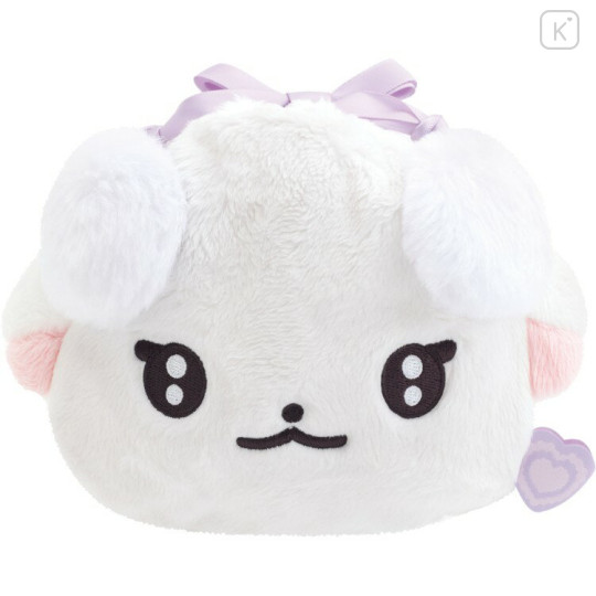 Japan San-X Plush Drawstring Bag - Cheer Cheer Lambs : Let's Go! Shake! Cheer Up! Ramu Face White - 1