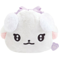Japan San-X Plush Drawstring Bag - Cheer Cheer Lambs : Let's Go! Shake! Cheer Up! Ramu Face White