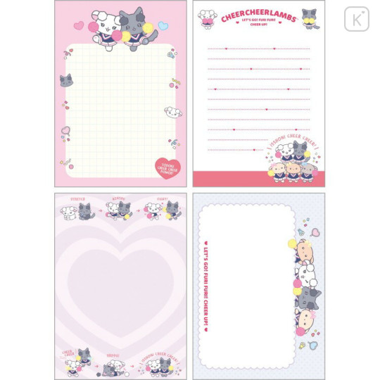 Japan San-X A6 Notepad - Cheer Cheer Lambs : Let's Go! Shake! Cheer Up! Pink - 2