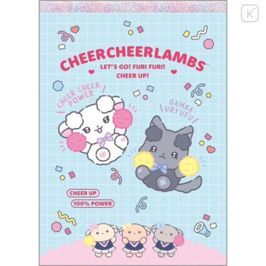 Japan San-X A6 Notepad - Cheer Cheer Lambs : Let's Go! Shake! Cheer Up! Blue - 1
