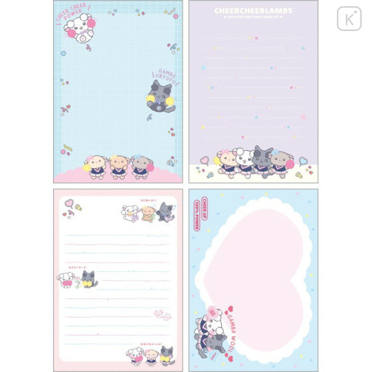 Japan San-X A6 Notepad - Cheer Cheer Lambs : Let's Go! Shake! Cheer Up! Blue - 2