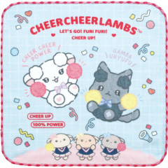 Japan San-X Mini Towel Handkerchief - Cheer Cheer Lambs : Let's Go! Shake! Cheer Up! Blue