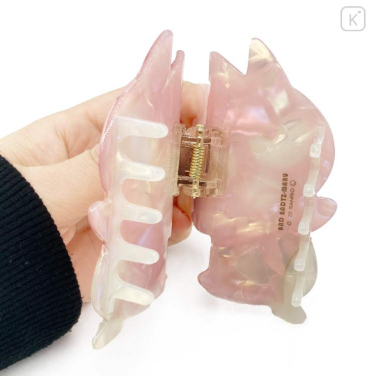 Japan Sanrio Hair Claw Clip - Badtz-maru : Baby Pink Shell Holographic - 3